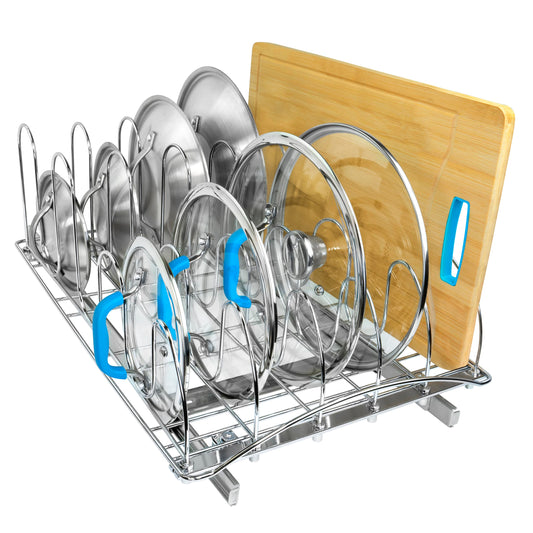 Lynk Professional Extra-Large Pull-Out Pot Lid & Cookie Sheet Organizer – Heavy-Duty Sliding Cabinet Rack