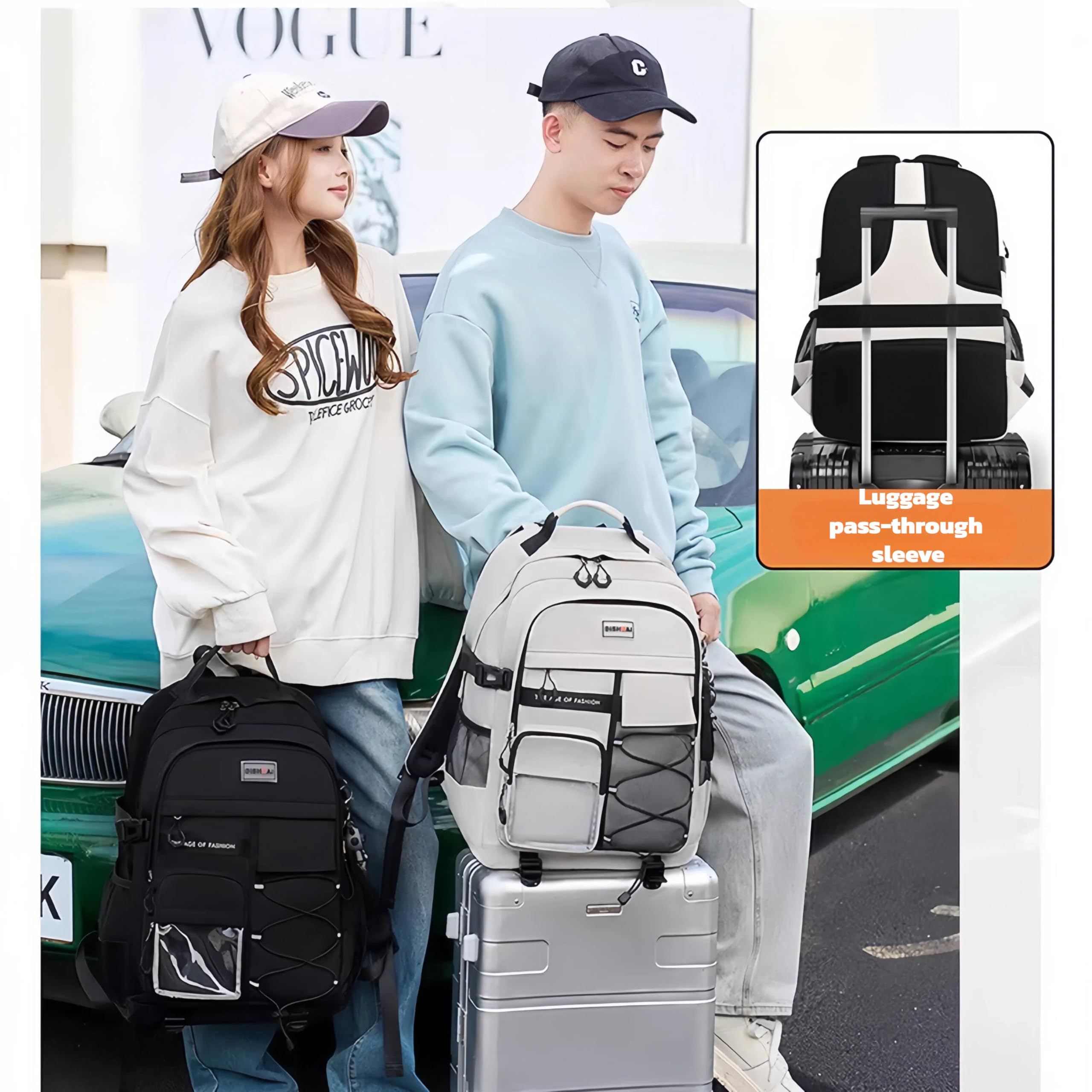 Lightweight Waterproof School & College Backpack with Ergonomic Support, Chest Strap, Fashion Keychain