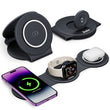 3-in-1 Wireless Charging Station for iPhone, Apple Watch & AirPods, Foldable Fast Wireless Charger Stand for Travel and Nightstand Use