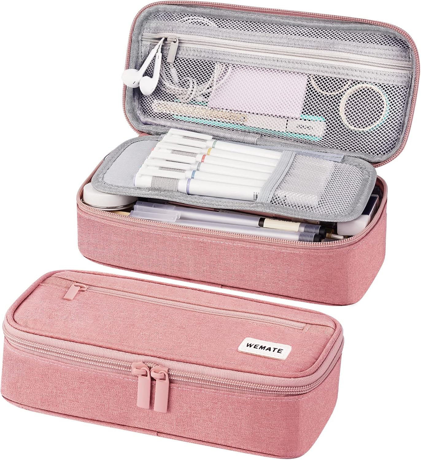 Large 80-Pencil Canvas Organizer Case with 5 Compartments