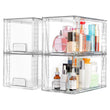 Clear Stackable Acrylic Drawer Organizer (4-Pack) – Pull-Out Storage Bins for Pantry, Bathroom & Cabinets