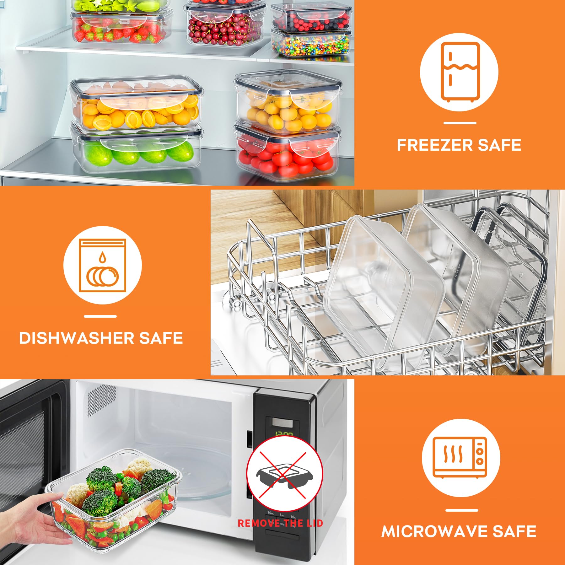 Airtight Food Storage Containers Set – 20 Piece Stackable Clear Meal Prep Containers with Lids