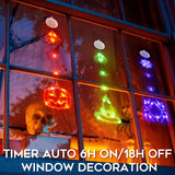Halloween Window Lights Set – 3 Pack LED Pumpkin, Spider & Witch Hat Decorations with Timer & Flash Modes for Indoor Spooky Glow