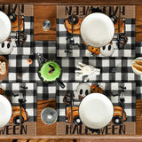 Artoid Mode Halloween Placemats Set of 4 – Black & Beige Polyester Table Mats for Dining & Party Decor