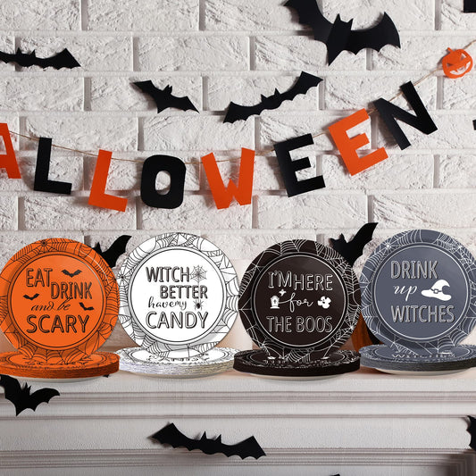 Halloween Dessert Plates – 48 Pcs 7-Inch Assorted Paper Plates for Spooky Party Snacks & Appetizers