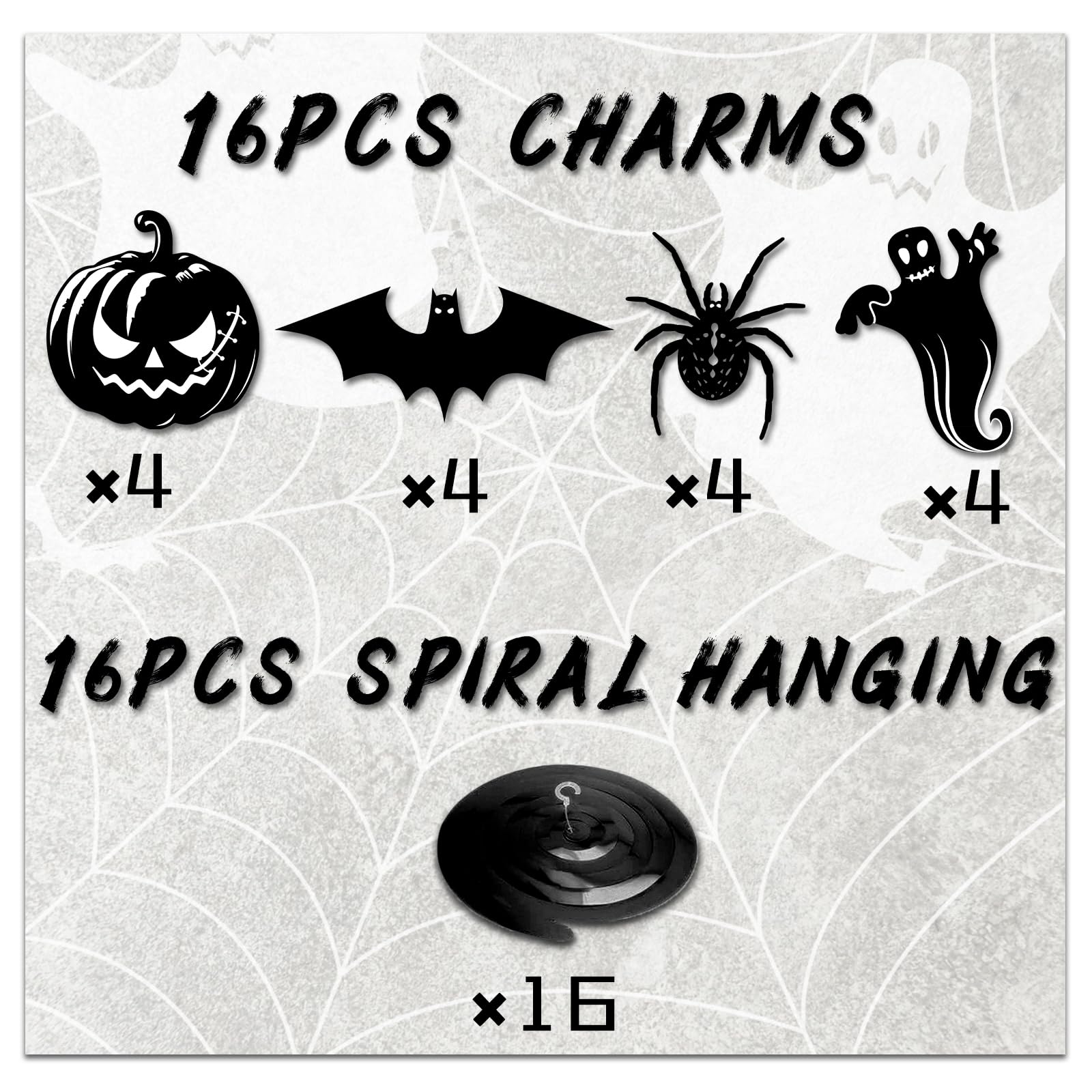 Halloween Hanging Swirl Decorations – 32-Piece Black & White Party Set with Pumpkins, Ghosts, Bats & Spiders