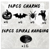 Halloween Hanging Swirl Decorations – 32-Piece Black & White Party Set with Pumpkins, Ghosts, Bats & Spiders