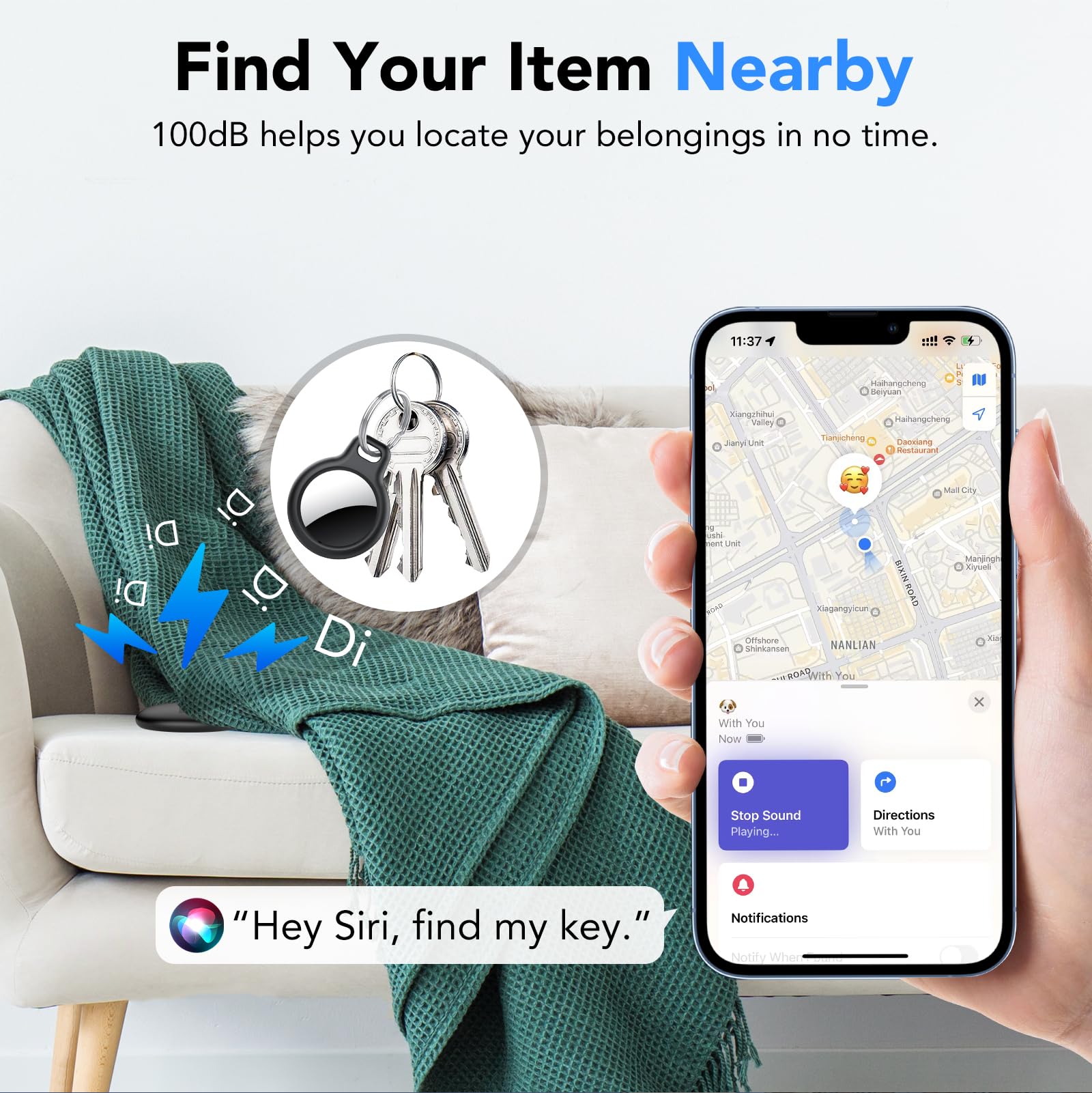 Air Tracker Tag 4 Pack, Apple Find My Compatible Bluetooth Tracker with IP68 Waterproof Design and Magnetic Mount