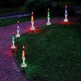 Halloween Skull Candle Light Stakes – 5-Piece LED Yard Decoration Set in Orange, Purple & Green with Timer Function