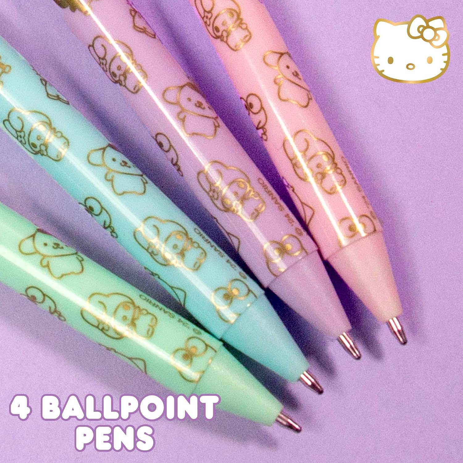 4-Piece Kawaii Character Retractable Ballpoint Pen Set