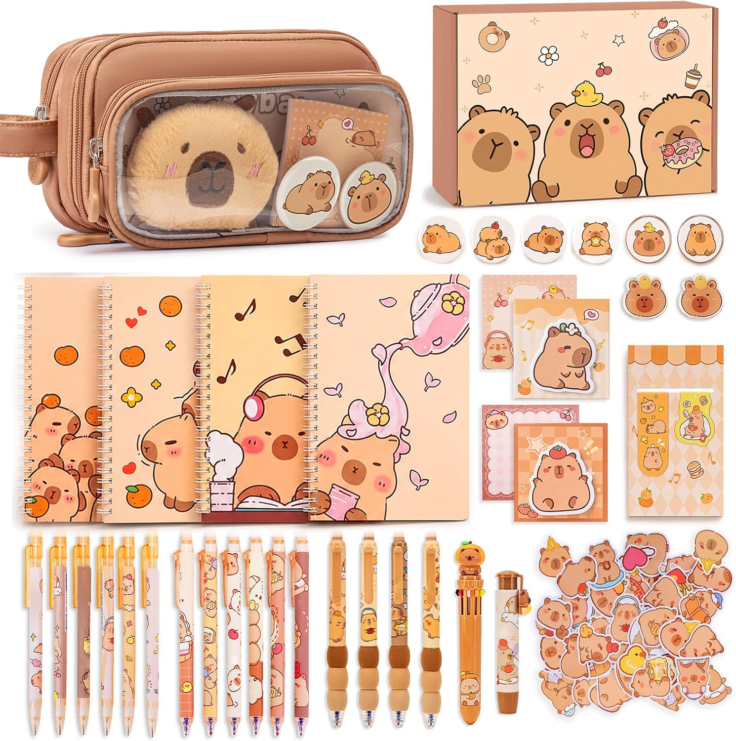 Brown Capybara 92-Piece Stationery Gift Set