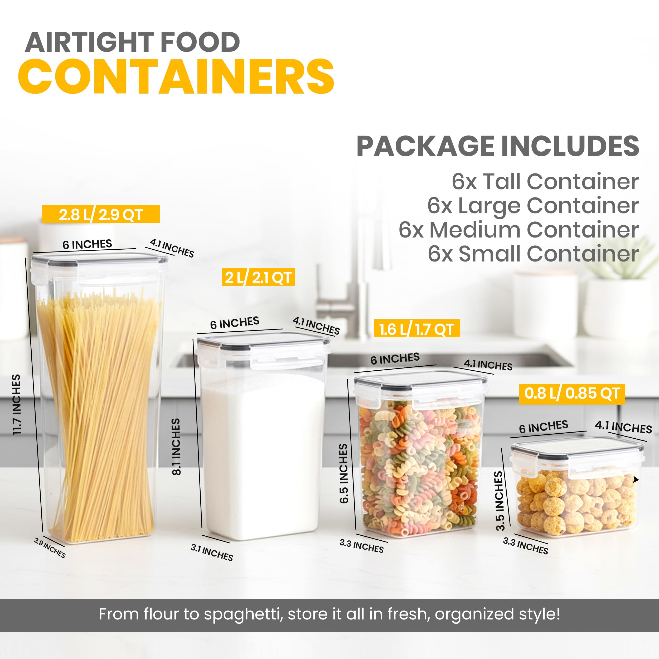 Airtight Food Storage Containers with Lids – 24-Piece Stackable Pantry Set (Clear)