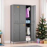 6-Door Metal Storage Locker – Heavy-Duty Employee Locker Cabinet with Hooks & Ventilation for Office, Gym & Home