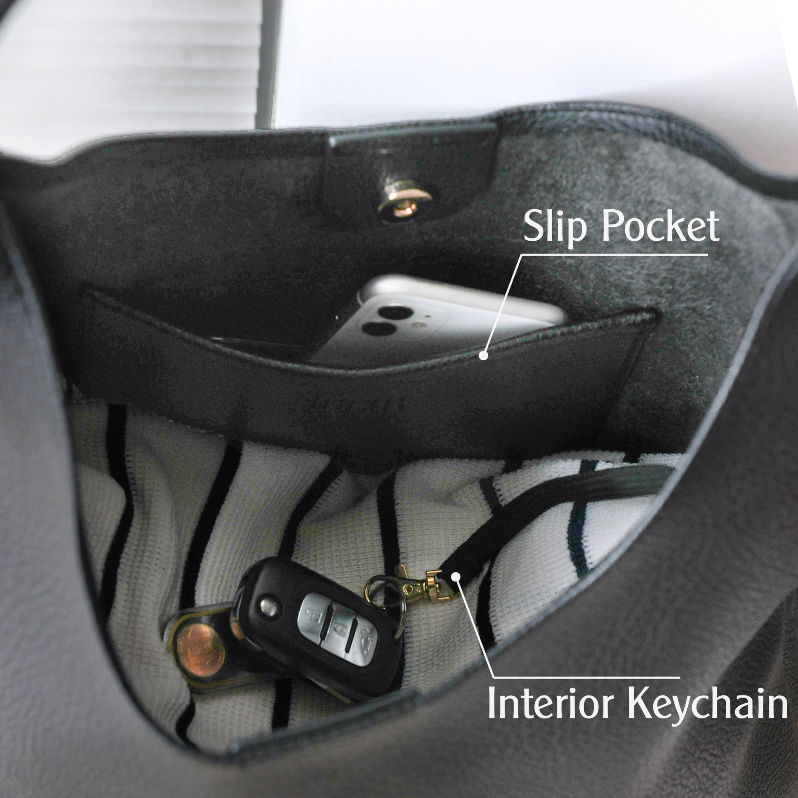 Soft Vegan Leather Hobo Bag for Women – Slouchy Shoulder Handbag with Spacious Interior (Black)