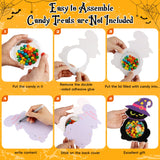 DIY Halloween Candy Holder Greeting Card Kit – 36 Pack Trick-or-Treat Gift Cards with Clear Dome Holders
