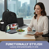 Alira Women’s Lunch Backpack with Insulated Cooler & Belt Bag – Premium Black Neoprene Work, Travel & Laptop Backpack (Fits 17”)