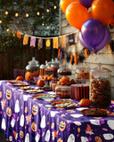 Halloween Purple Disposable Plastic Tablecloth – Waterproof & Stain-Resistant PEVA (US12200)