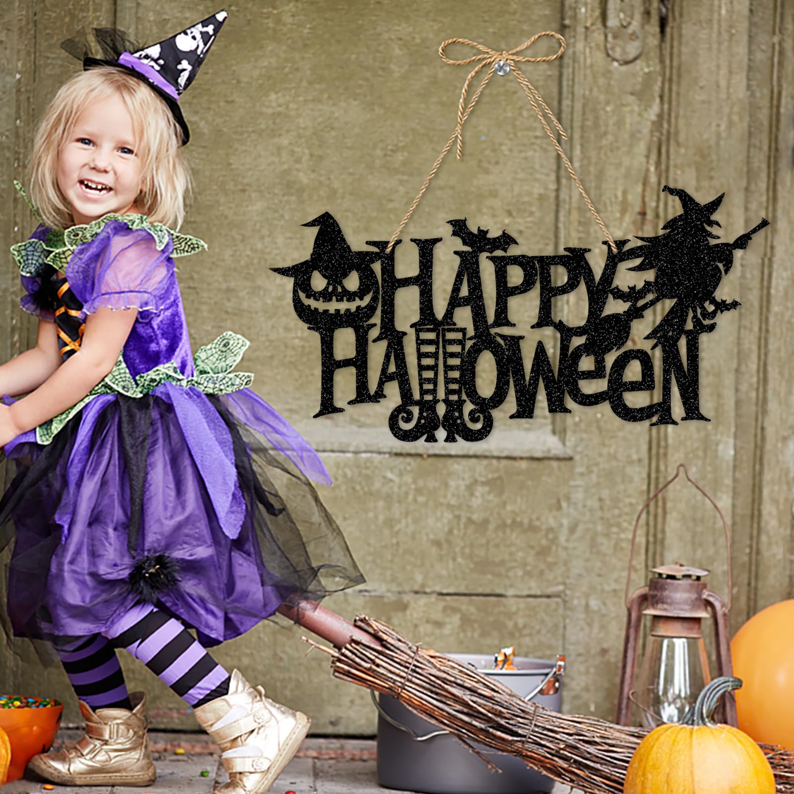 Halloween Door Hanger Set – 5PCS Hanging Paper Signs with Ghosts, Pumpkins & Bats for Fall Party Decor