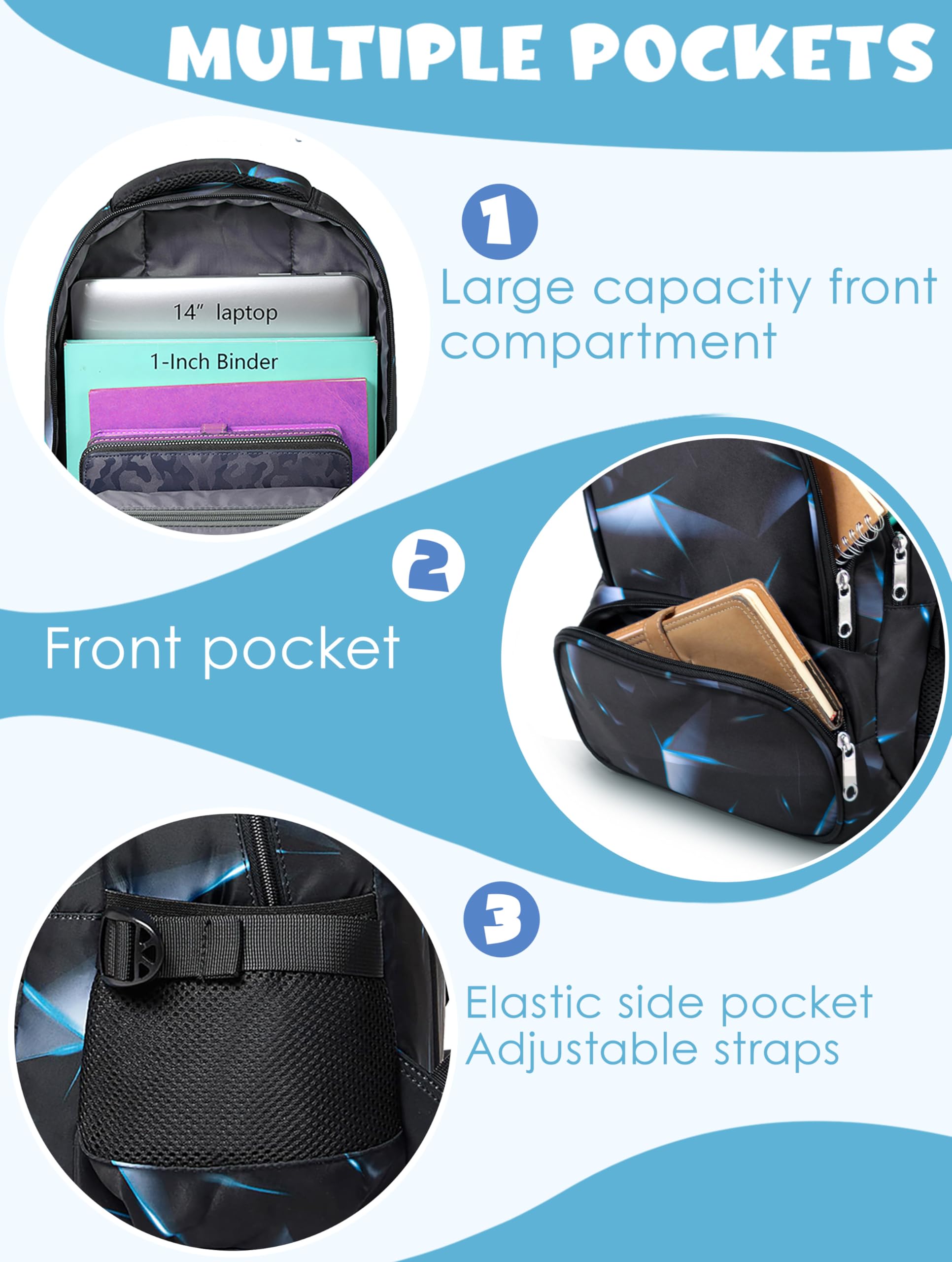 Bluefairy Kids Elementary School Backpack for Boys, Lightweight Bookbag with Padded Straps and Laptop Pocket
