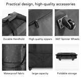 Expandable Foldable Rolling Duffel Bag 90L, Lightweight Collapsible Travel Luggage with Spinner Wheels (Black)