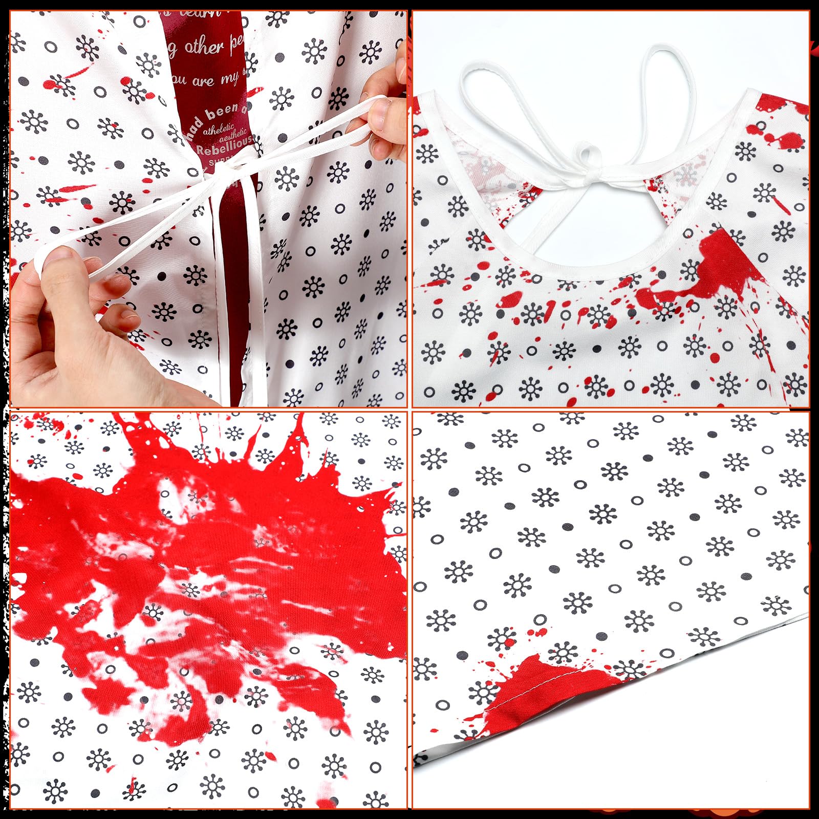 Bloody Hospital Patient Costume – Unisex Gown with Bloodstains & Gauze Bandage Set 🩸🏥