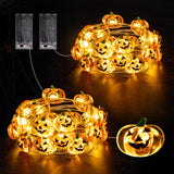Mini Pumpkin String Lights – 7FT 20 LED Battery Operated Halloween Fairy Lights (Warm Orange Glow)