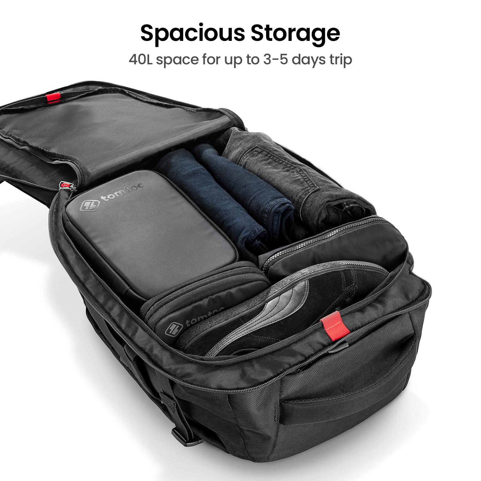 Tomtoc 40L Carry-On Travel Backpack TSA Friendly, Flight Approved Business Rucksack for 17.3 Inch Laptop
