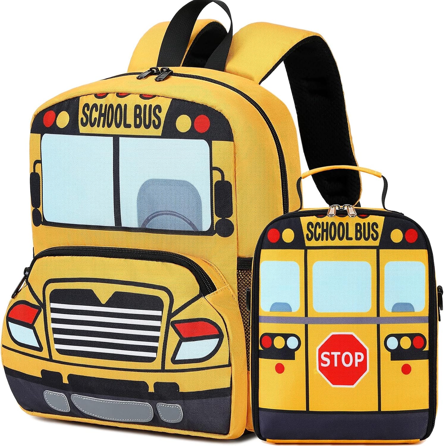 3D School Bus Toddler Backpack Set with Insulated Lunch Bag