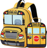 3D School Bus Toddler Backpack Set with Insulated Lunch Bag