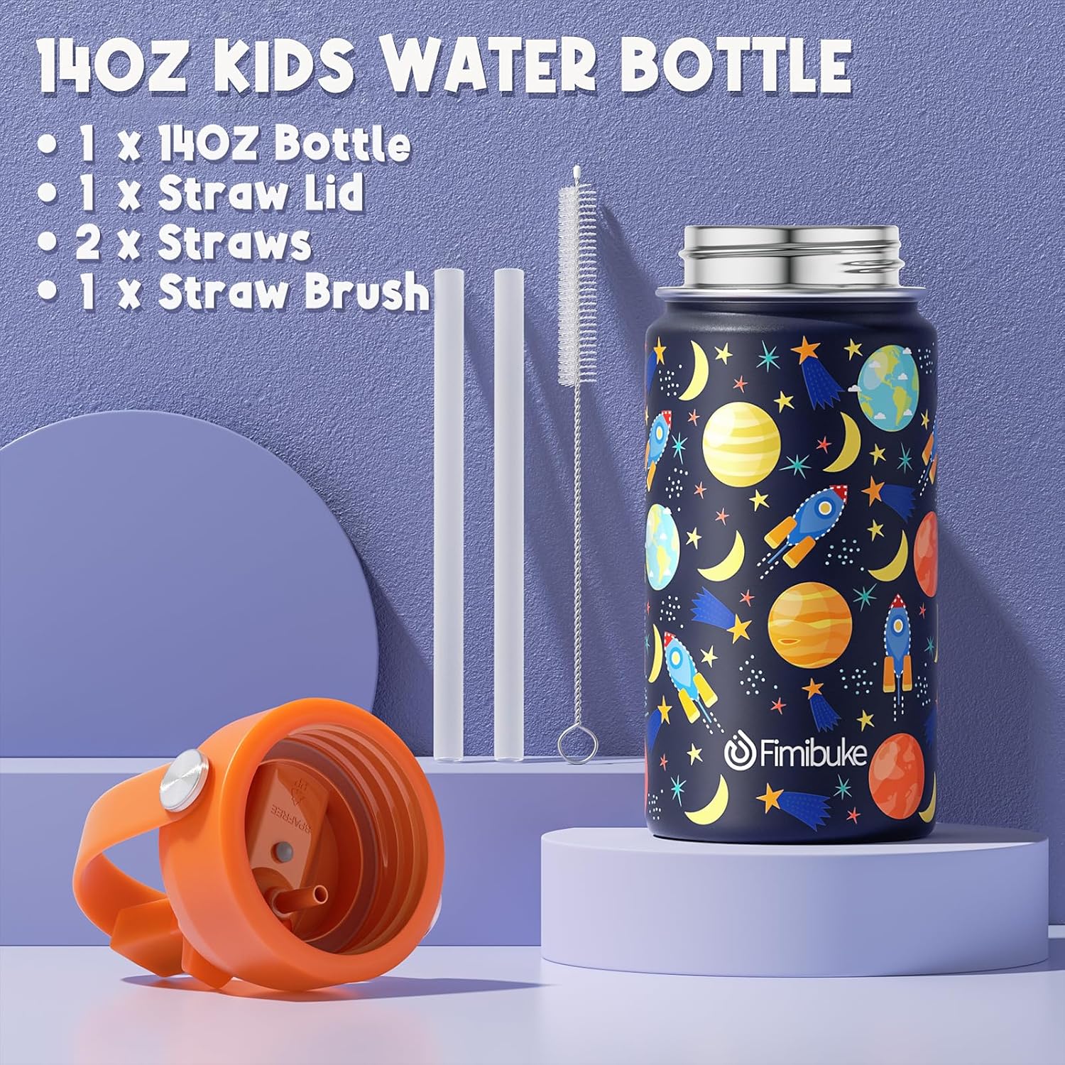 Space 7-Piece Bento Lunch Set with 14 oz Bottle