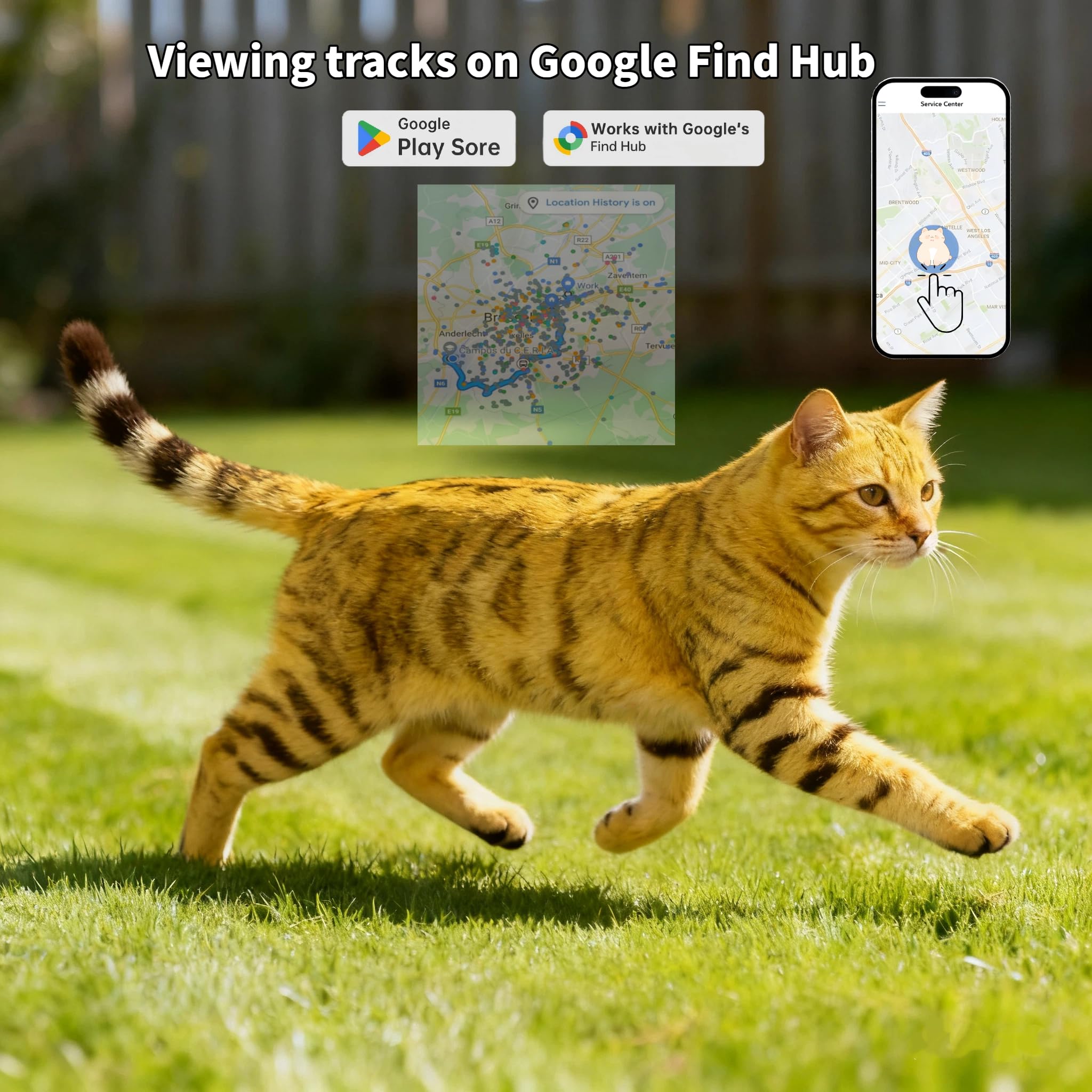Smart Cat GPS Tracker Collar with Geofencing, Waterproof Android Pet Locator, Real-Time Tracking & Escape Alerts