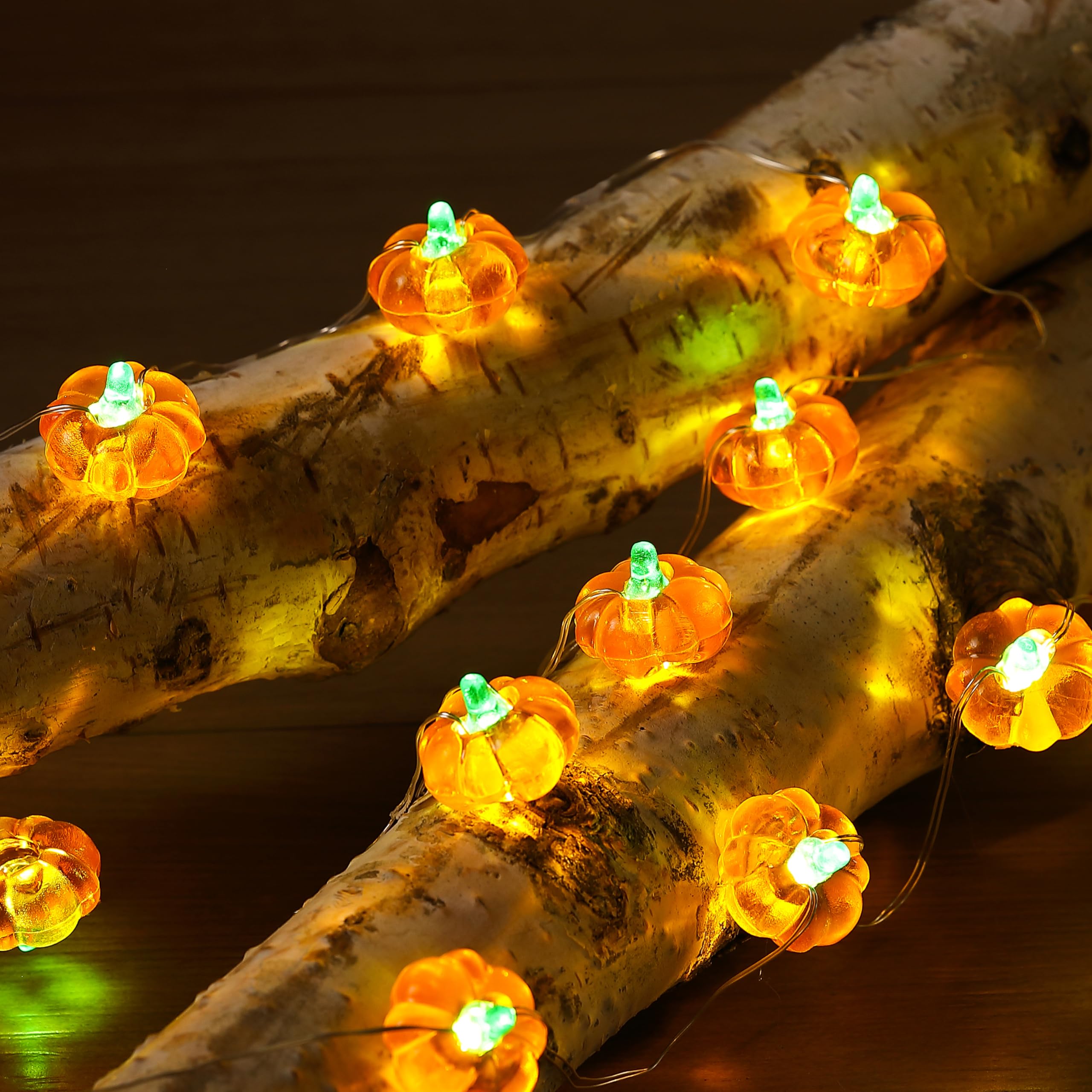 Cute 3D Pumpkin String Lights – 10FT 30 LED Battery Operated Fairy Lights for Fall, Halloween & Thanksgiving Décor