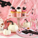 Pink Halloween Paper Plates – 40 Pcs 9" Disposable Plates with Ghost, Bat & Pumpkin Designs for Parties & Everyday Use