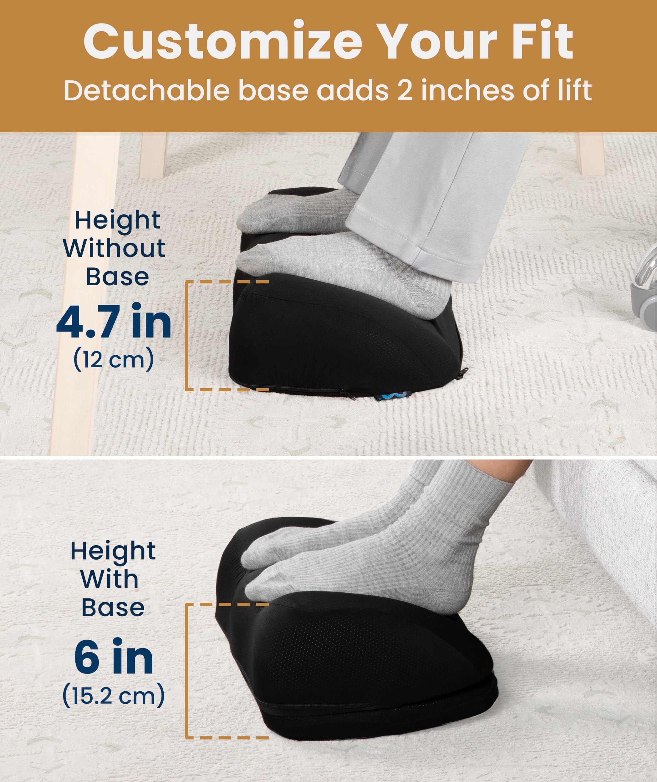 Ergonomic Memory Foam Under Desk Foot Rest with Adjustable Rocking Base & Pressure Nodes – Premium Office Comfort Stool Black