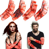 Zombie Bite Halloween Arm Sleeves – 4 Pairs Realistic Tattoo Costume Accessories 🧟‍♂️🔥