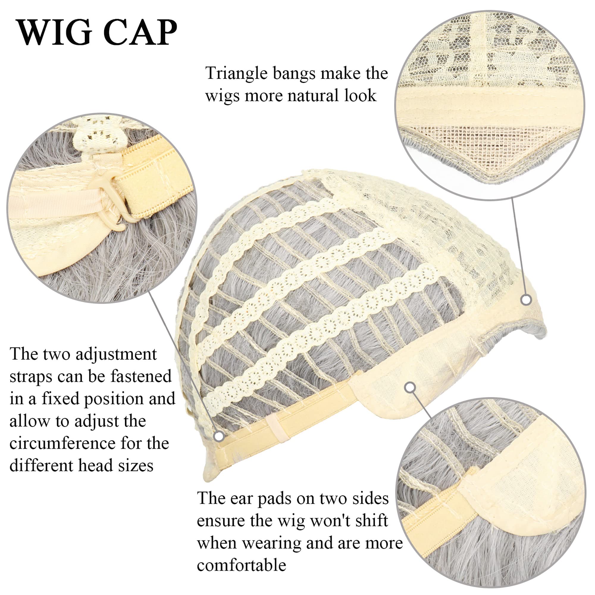 Silver Grey Long Wig for Women – 21.6" Heat Resistant Synthetic Hair with Adjustable Cap & Hairnet