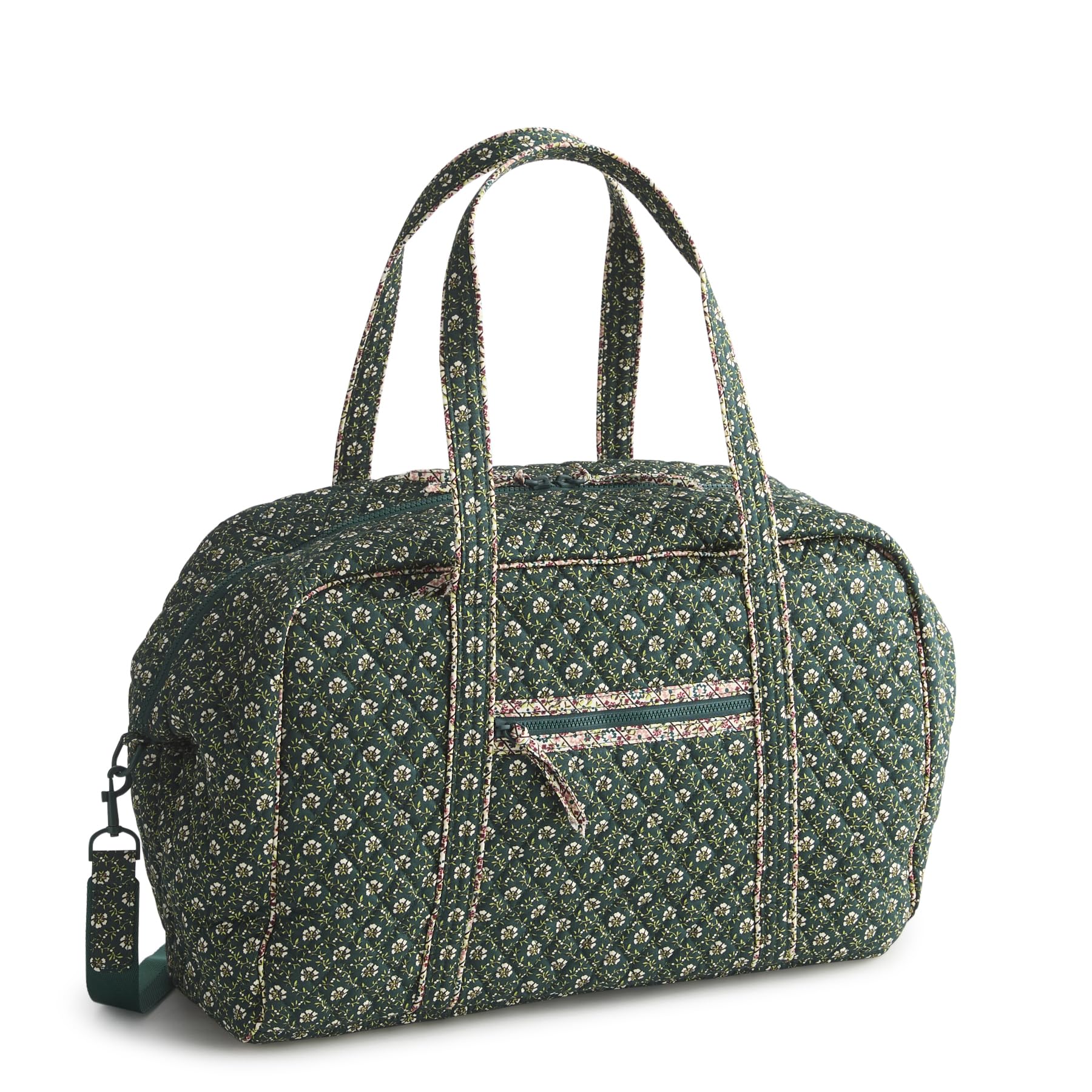Vera Bradley Premium Cotton Miramar Weekender Travel Bag – Quilted Carry-On with Laptop Pocket & Trolley Sleeve (Mistletoe Lattice)