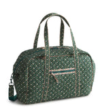Vera Bradley Premium Cotton Miramar Weekender Travel Bag – Quilted Carry-On with Laptop Pocket & Trolley Sleeve (Mistletoe Lattice)