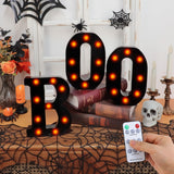 Light-Up “BOO” Marquee Letters – Orange LED Halloween Sign for Indoor Decor (Cordless, Timer, Flicker Mode)