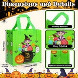 4-Pack Colorful Halloween Treat Bags with Handles – Reusable Non-Woven Gift Totes with Cute Pumpkin, Witch & Ghost Designs