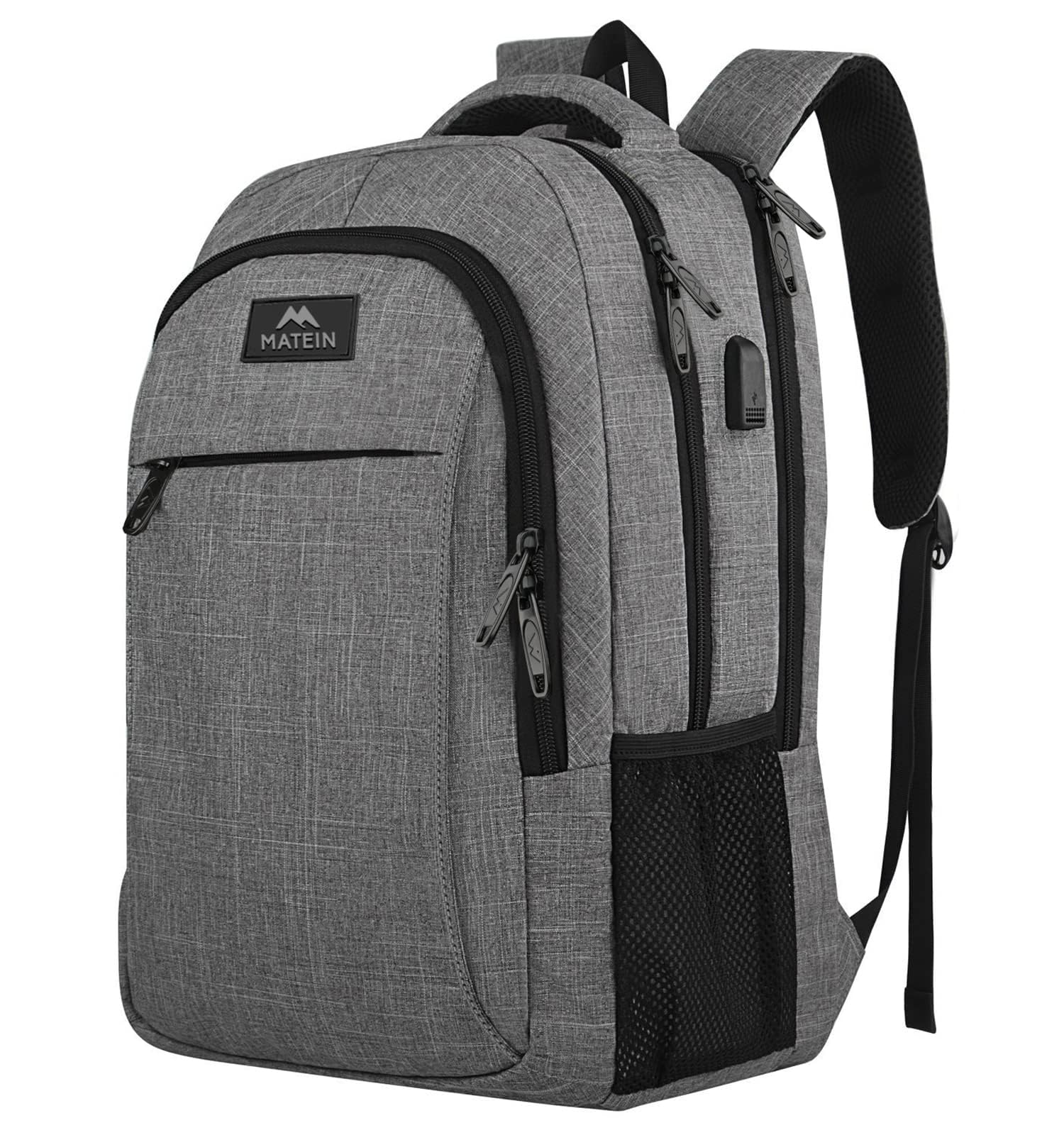 Matein Slim Anti-Theft Travel Laptop Backpack with USB Charging – Water-Resistant 15.6″ Business & Daily Carry (Grey)