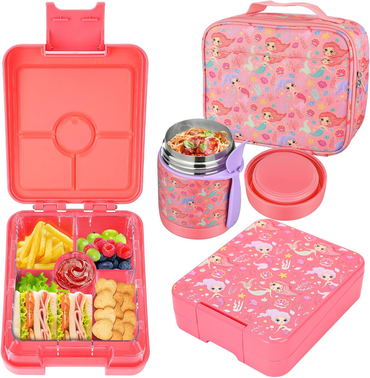 Pink Horse Bento Set with 10 oz Insulated Food Jar