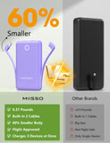 10000mAh Pocket Power Bank with Built-in Cables – Slim Portable Charger for iPhone, Samsung & USB-C Devices