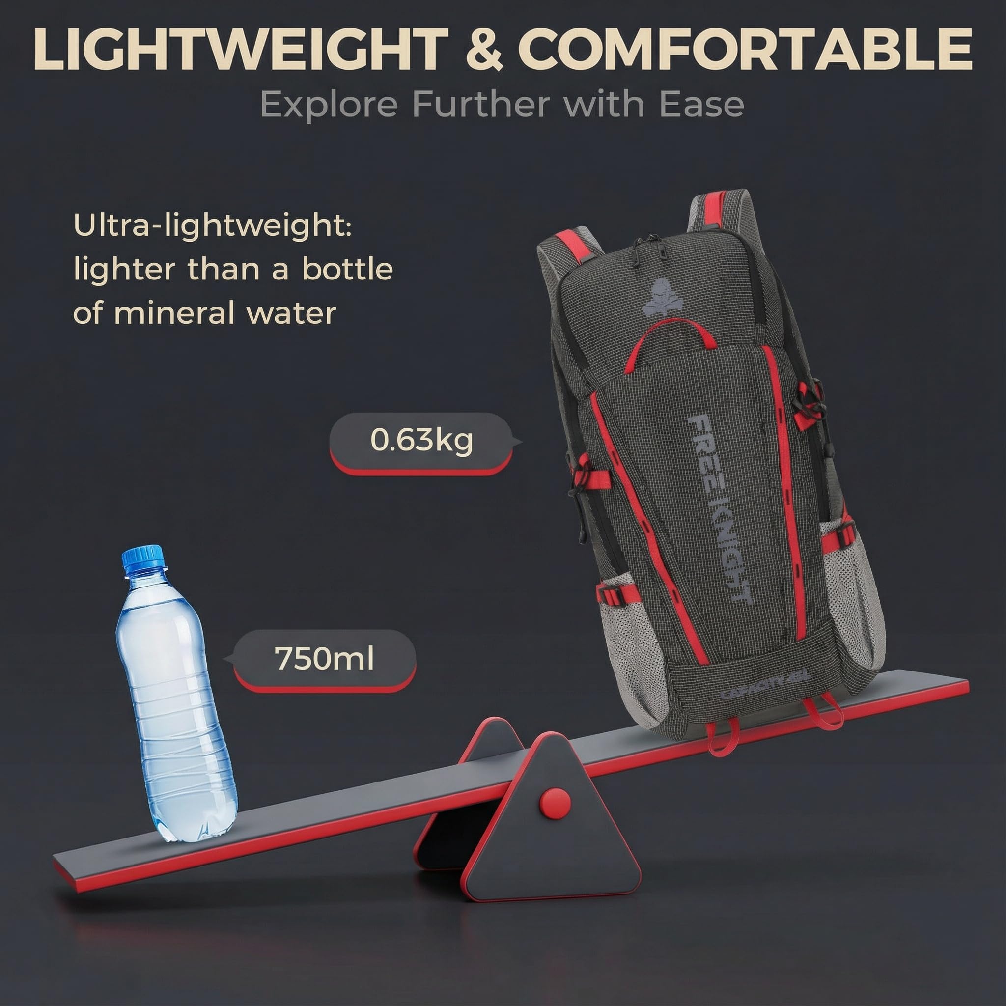 BSEASH 45L Waterproof Hiking Backpack – Lightweight Outdoor Travel Daypack with Rain Cover for Camping & Trekking (Black)