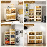 4-Tier Stackable Storage Bins with Wheels, Locking Doors & Lids – Large Mobile Organizer for Home & Office