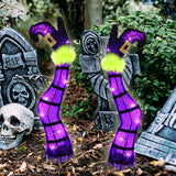 Light-Up Purple Witch Legs Yard Stakes – LED Halloween Decoration with 8 Lighting Modes & Timer Function