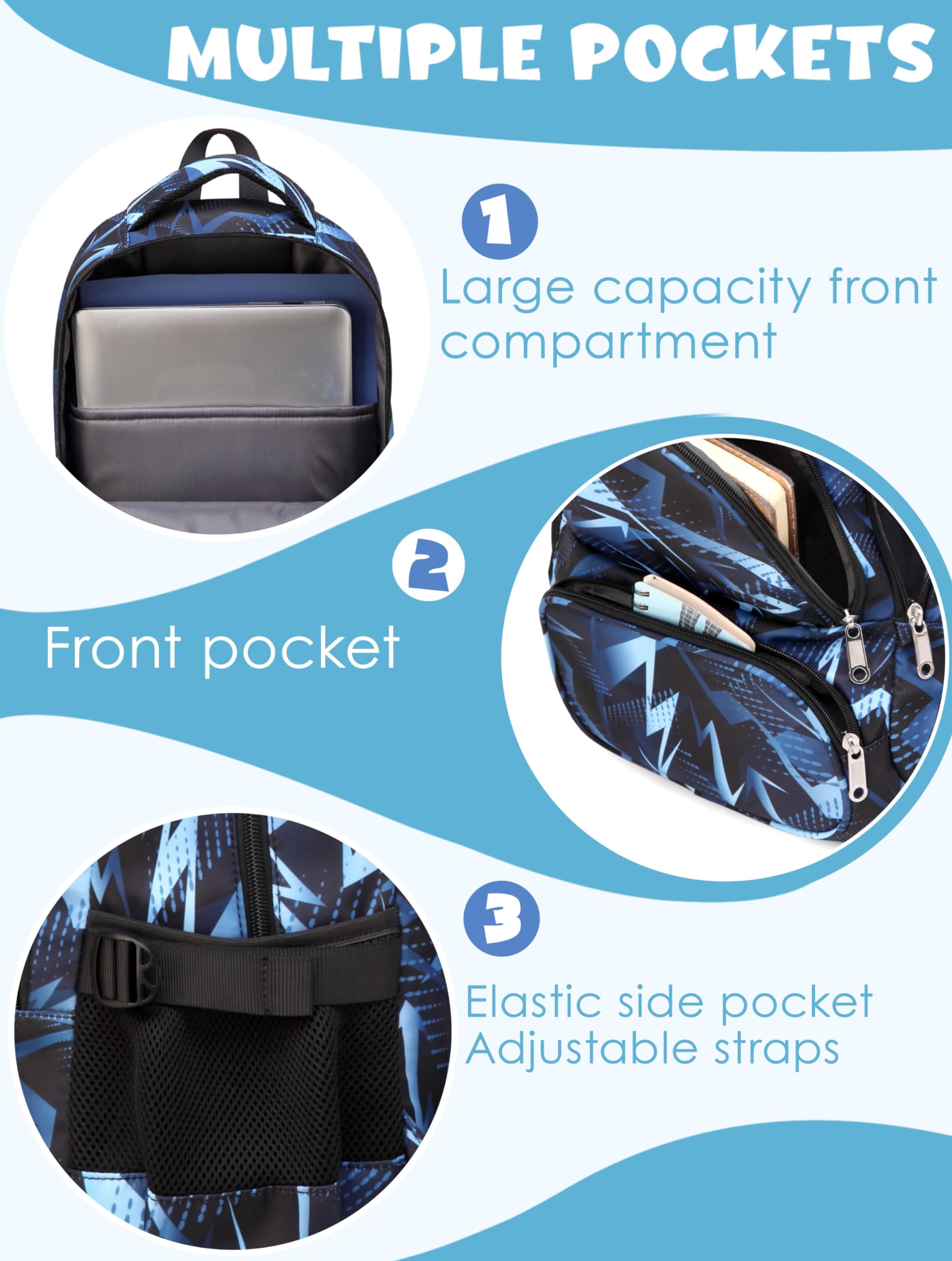 Bluefairy Kids School Backpack with Laptop Compartment, Ergonomic S-Straps, Lightweight Bookbag for Ages 6–12