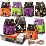 Halloween Mini Gift Boxes – 48-Pack Candy & Treat Boxes with Twine, 4 Festive Designs (Castle & Candy Theme)