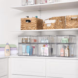 Clear Stackable Acrylic Drawer Organizer Set – Dual Size Pull-Out Storage Bins for Pantry, Bathroom & Cabinets