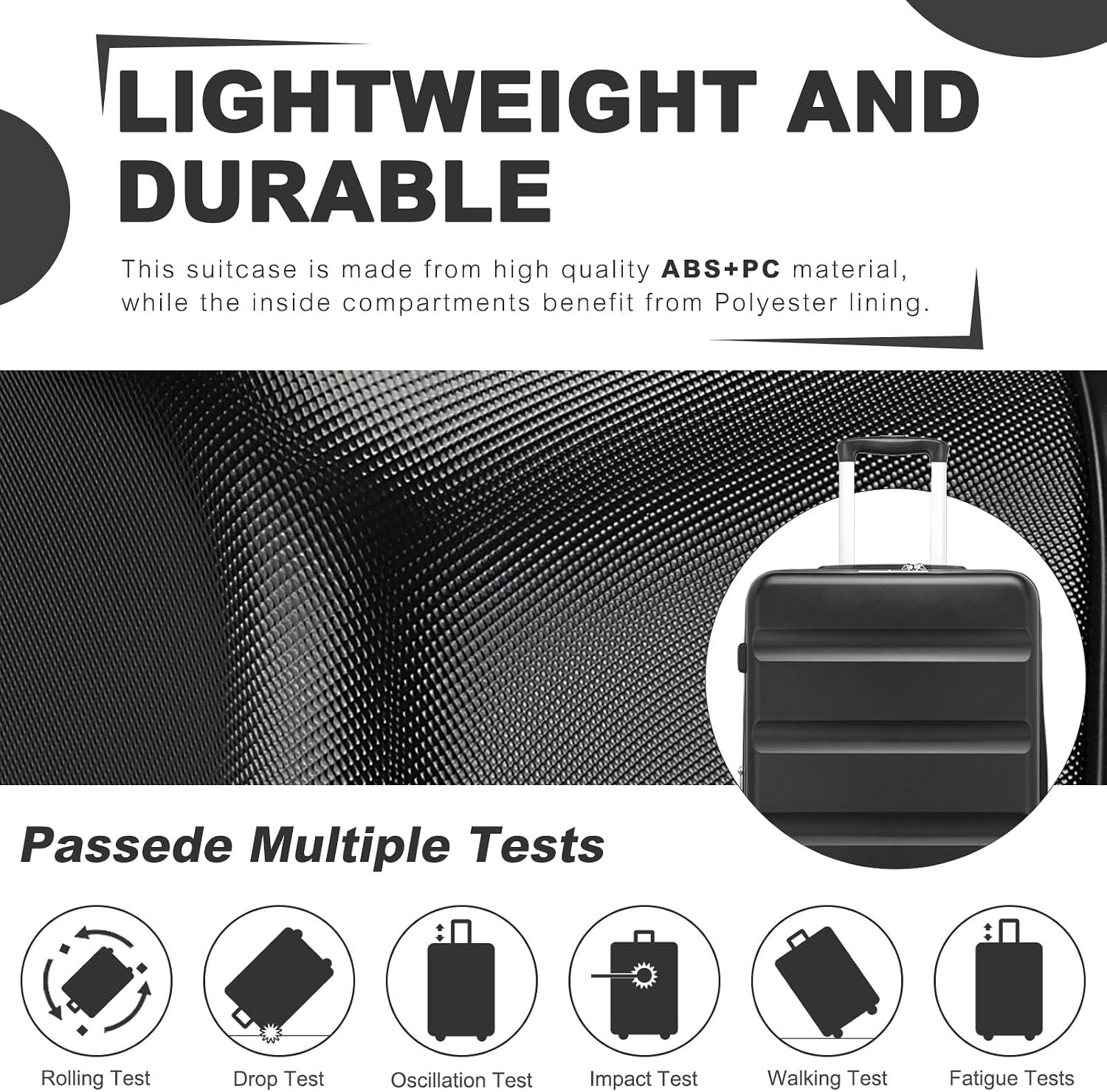 24-Inch Black Expandable Hardshell Checked Suitcase with TSA Lock